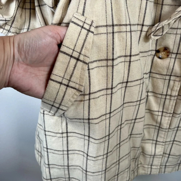 Cozy Co Women's Harper Plaid Jacket Beige Button Up Lined Shacket Layering Large - Picture 6 of 13